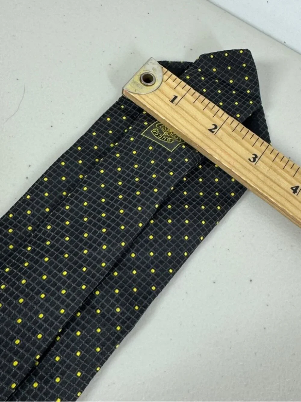 Gucci Silk Tie Gray Yellow Micro Dot Pattern Designer Luxury Necktie